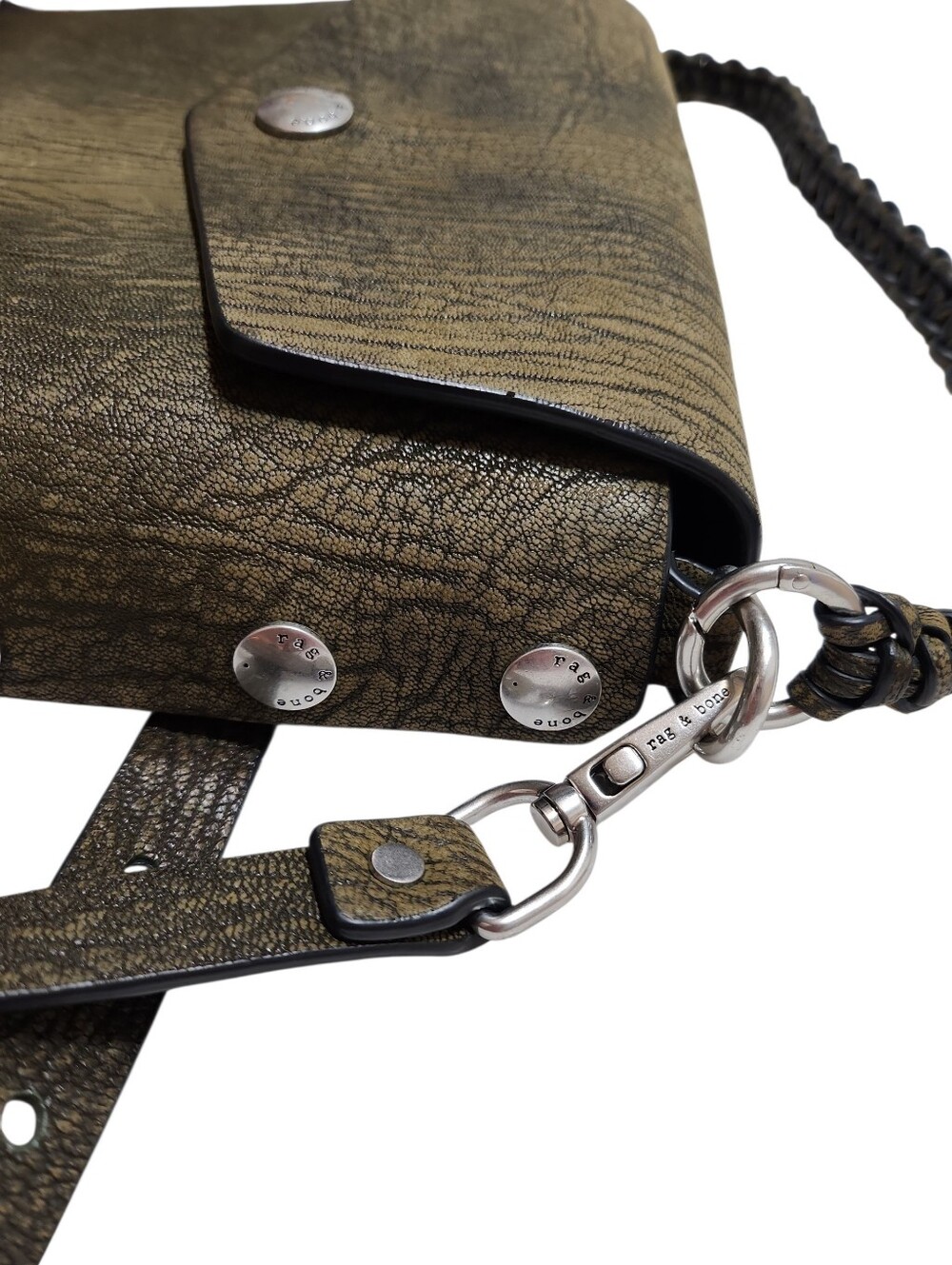 Rag & Bone Atlas shoulder bag in a military green textured leather - Picture 6 of 16